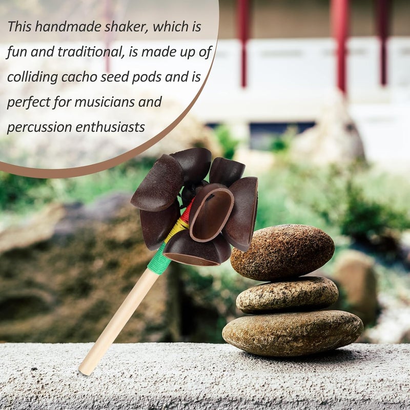 GOGHOST African Natural Shaker 5.9" x 3.14" Cacho Seed Pod Rattle Handmade Percussion Gifts Peruvian Musical Instrument - Nature Sounds for Meditation, ASMR, Sound Therapy, Yoga (Juju-1 Pack) - Image 5